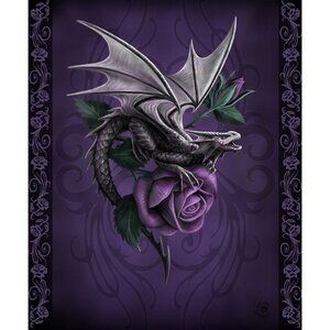 New 50x60 Anne Stokes Dragon Beauty Purple Rose Plush Throw Gift Blanket Sherpa